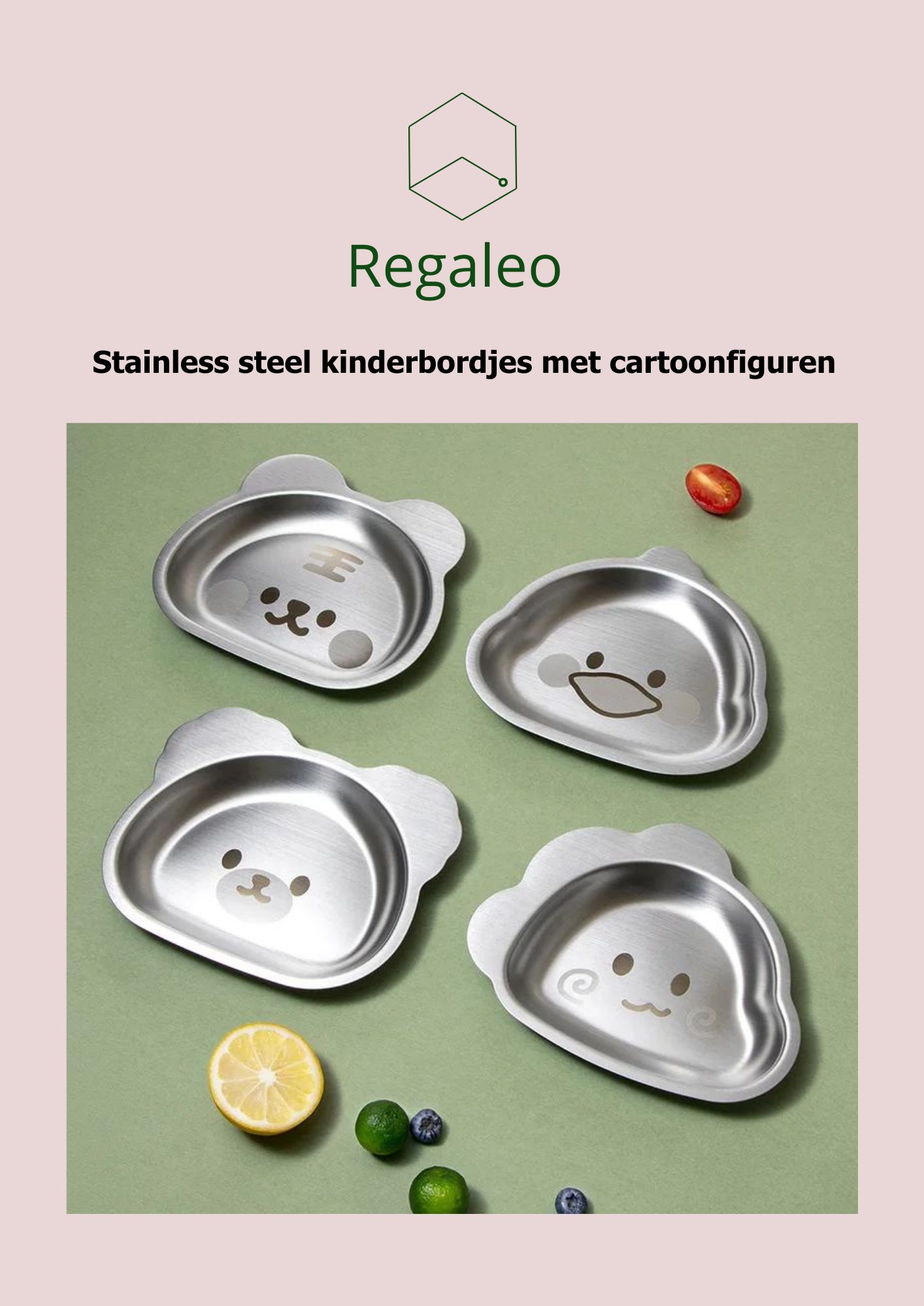 Stainless steel children's plates with cartoon figures Passed