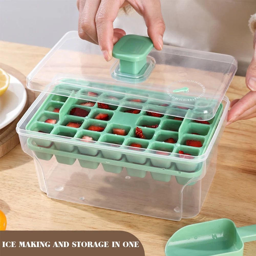 Ice Cube Set With 34 Hole Ice Tray Making Mold Press Ice Tray