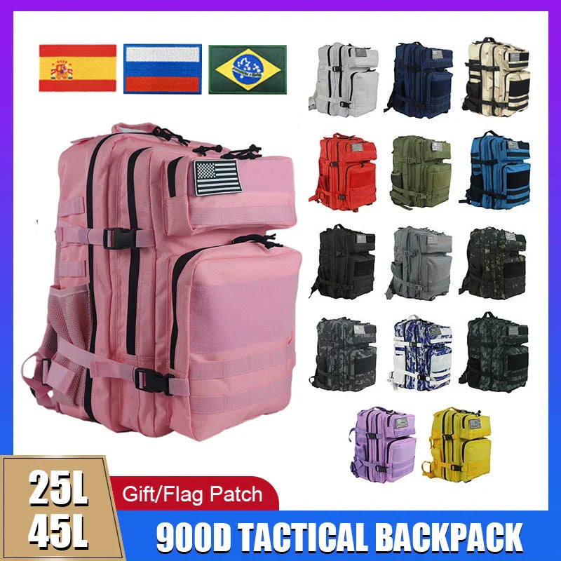 Tactical Backpack: 25L/45L, Pink, Outdoor Adventure