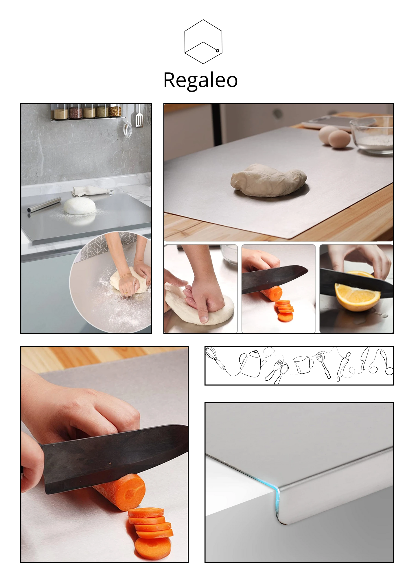 Stainless Steel Cutting Board with Edge Passed